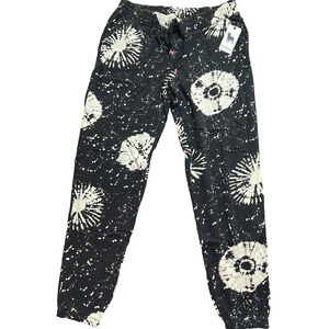 PJ Salvage Pants Womens Medium Terry Cloth Black White Tie Dye Cute Jogger Soft